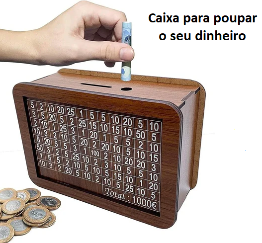 Caixa Cofre de Madeira para Montar – Poupe Dinheiro se Divertindo | CXG01 | Lançamento
