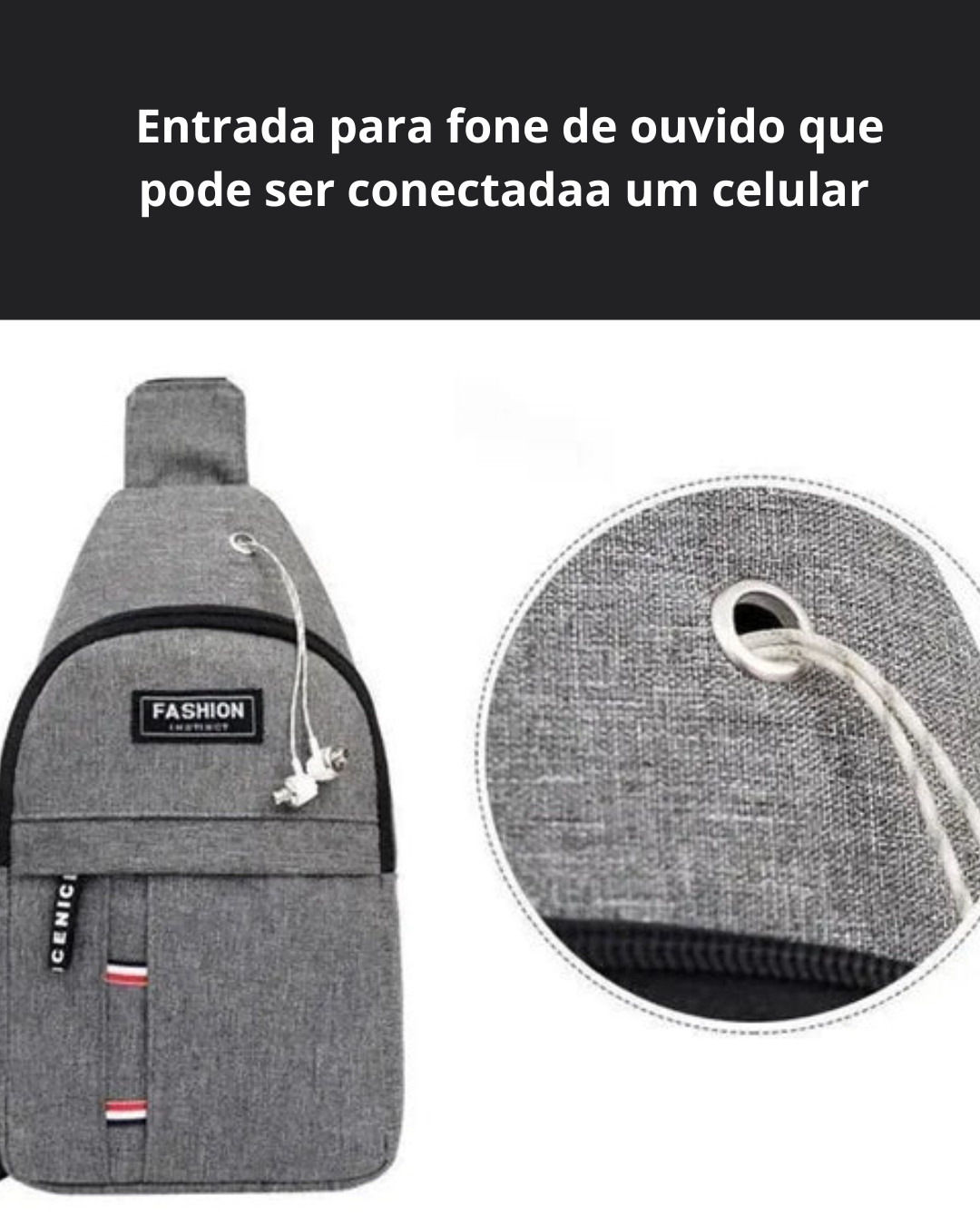 Pochete masculina em Nylon impermeável  com alça ajustável
