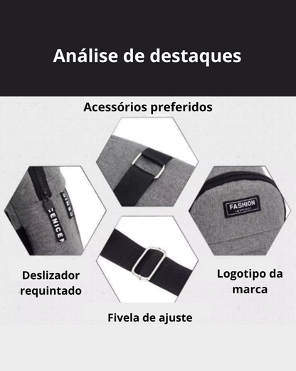 Pochete masculina em Nylon impermeável  com alça ajustável