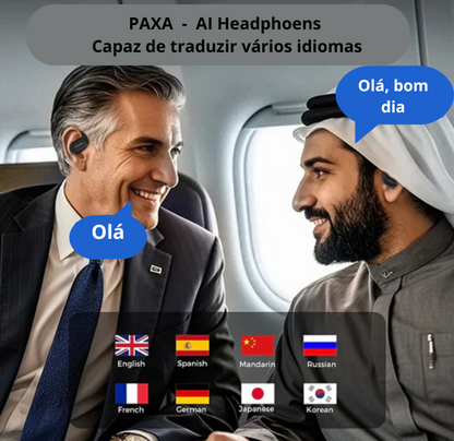 Fone de ouvido sem fio Bluetooth 5.4 PAXA OpenAirUltra com IA e tradução em tempo real, com chamada de alta fidelidade em HD, capaz de traduzir vários idiomas