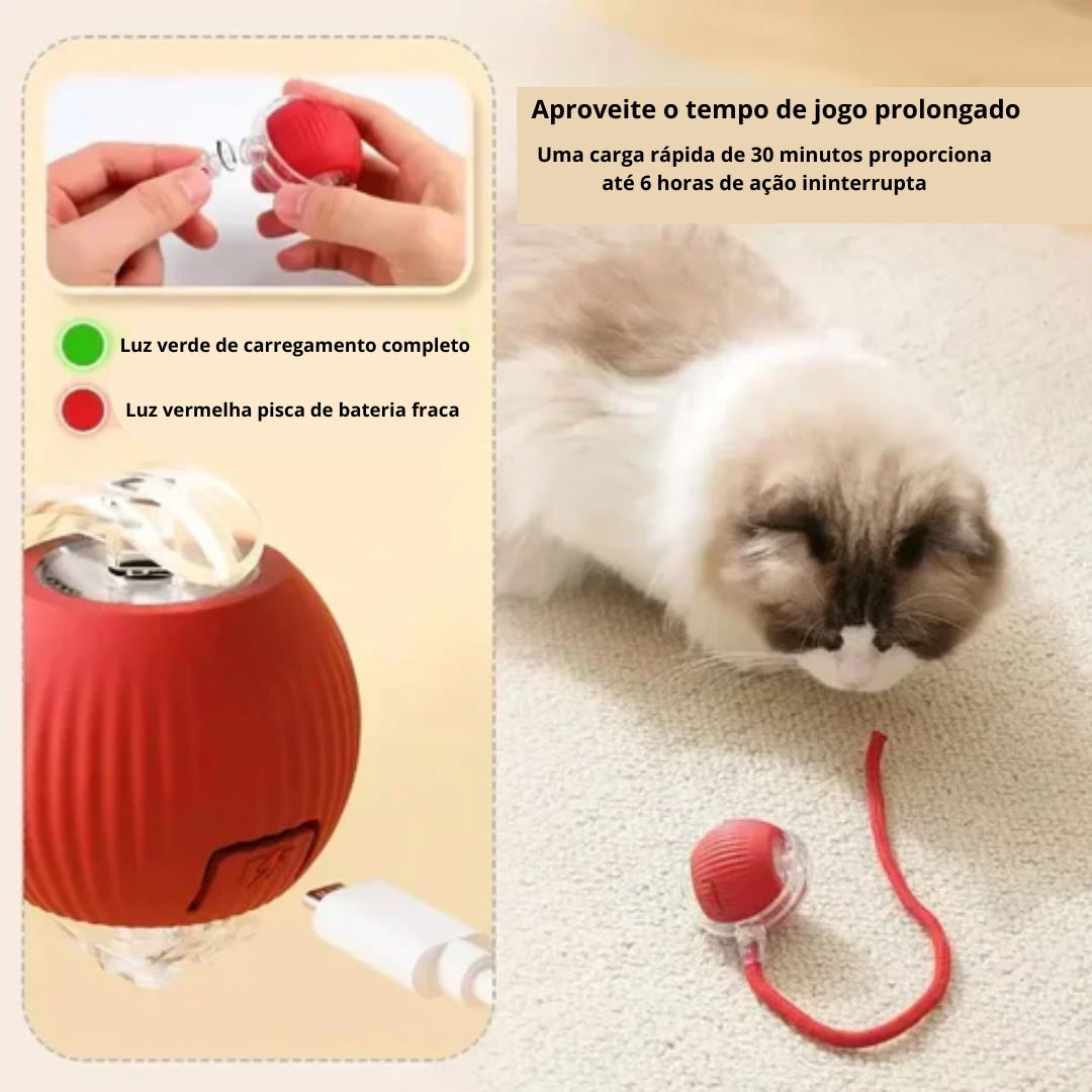 Bola interativa e inteligente para cães e gatos, rolante, automática e elétrica