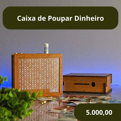 Caixa Cofre de Madeira para Montar – Poupe Dinheiro se Divertindo | CXG01 | Lançamento