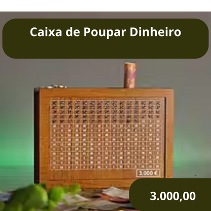 Caixa Cofre de Madeira para Montar – Poupe Dinheiro se Divertindo | CXG01 | Lançamento