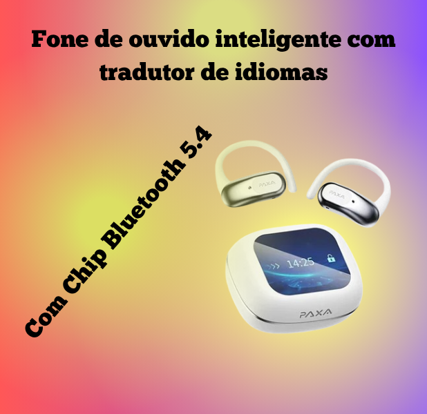 Fone de ouvido sem fio Bluetooth 5.4 PAXA OpenAirUltra com IA e tradução em tempo real, com chamada de alta fidelidade em HD, capaz de traduzir vários idiomas
