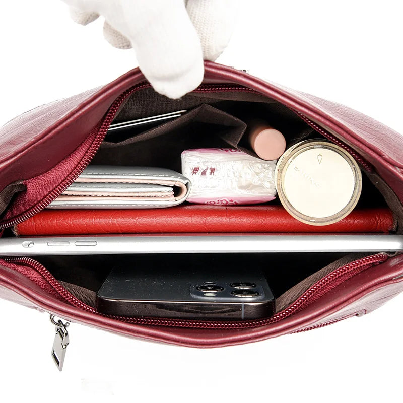 Bolsa em  couro Sintético macio Casual Crossbody, feminino  de alta qualidade - Balidaishu