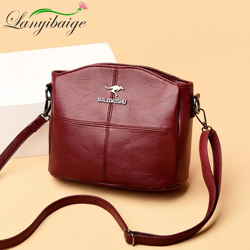 Bolsa em  couro Sintético macio Casual Crossbody, feminino  de alta qualidade - Balidaishu