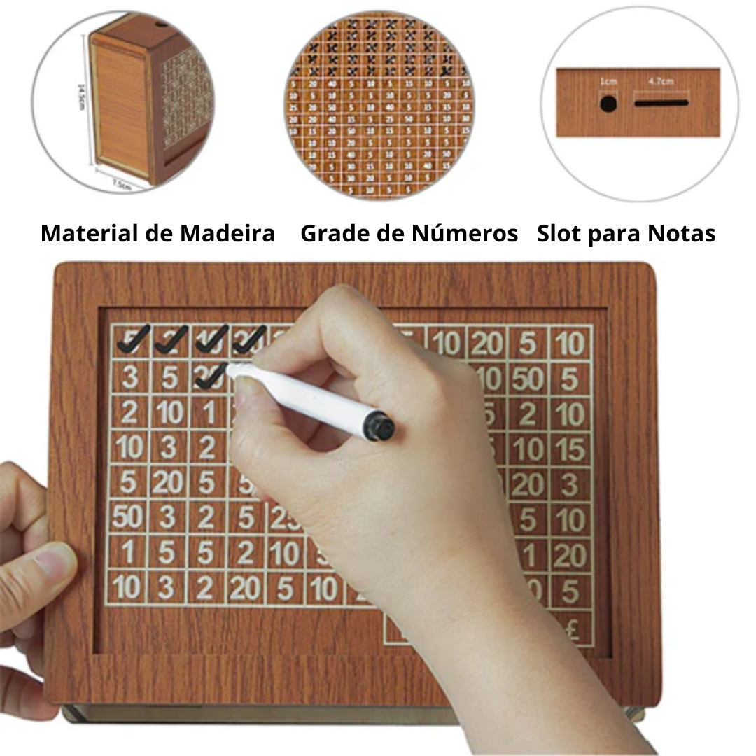 Caixa Cofre de Madeira para Montar – Poupe Dinheiro se Divertindo | CXG01 | Lançamento