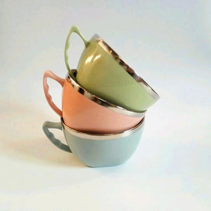 Tigela de aço inoxidável com alça, cor sólida, anti-escaldante 1 peça