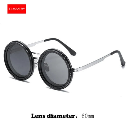 Óculos de sol com lentes ajustável KLASSNUM ND9 Unissex, com escurecimento, redondos e polarizados