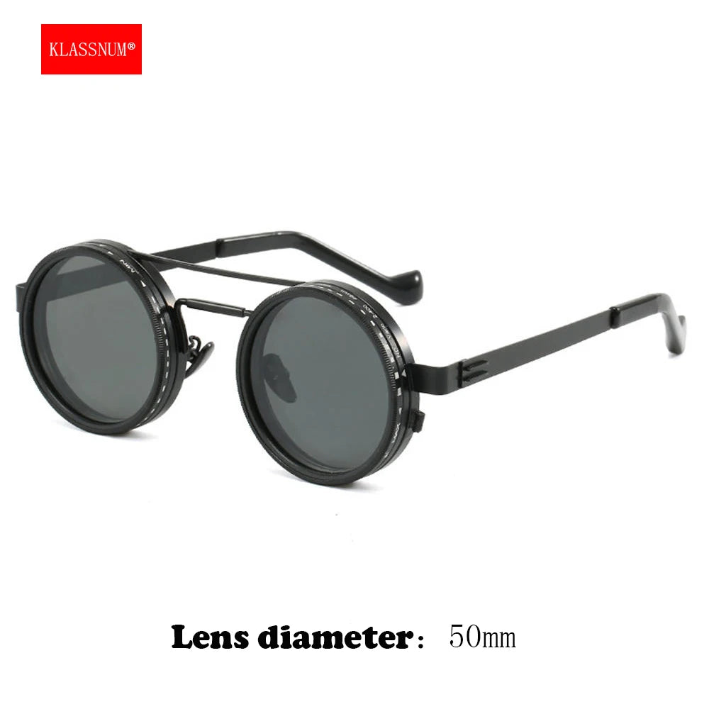 Óculos de sol com lentes ajustável KLASSNUM ND9 Unissex, com escurecimento, redondos e polarizados