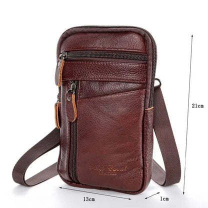 Bolsa em couro genuíno masculina,  de ombro crossbody para celular, documentos e cartões