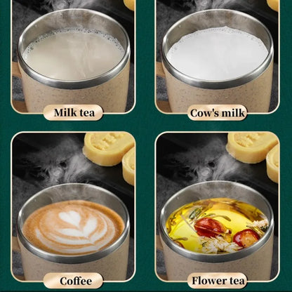 Canecas de aço inoxidável anti-escaldantes de camada dupla com alça de plástico para água, café, leite, chá