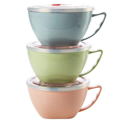 Tigela de aço inoxidável com alça, cor sólida, anti-escaldante 1 peça