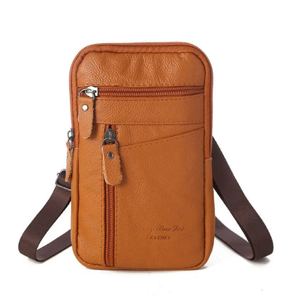 Bolsa em couro genuíno masculina,  de ombro crossbody para celular, documentos e cartões