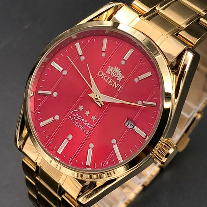 Relógio de pulso masculino Marca Oriente de luxo todo em aço automático mecânico tourbillon