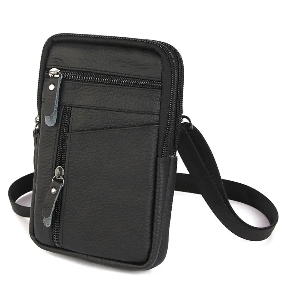 Bolsa em couro genuíno masculina,  de ombro crossbody para celular, documentos e cartões