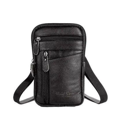 Bolsa em couro genuíno masculina,  de ombro crossbody para celular, documentos e cartões