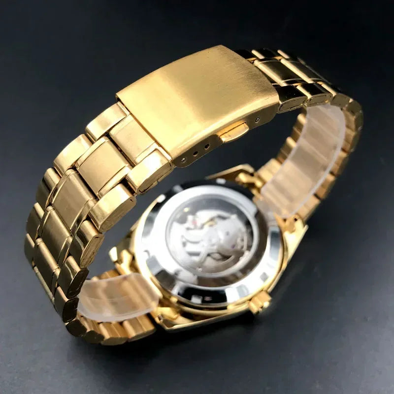 Relógio de pulso masculino Marca Oriente de luxo todo em aço automático mecânico tourbillon