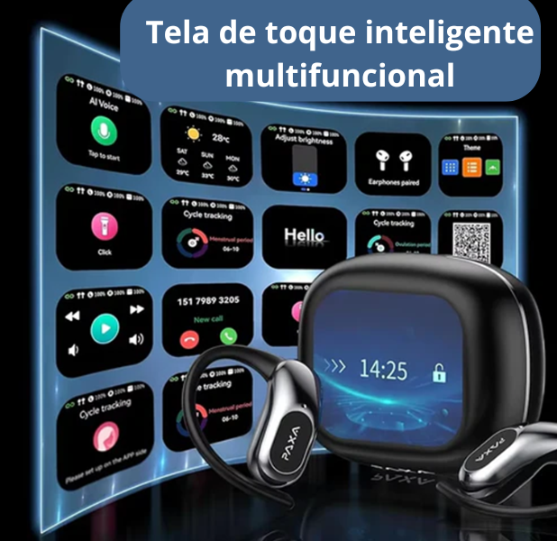 Fone de ouvido sem fio Bluetooth 5.4 PAXA OpenAirUltra com IA e tradução em tempo real, com chamada de alta fidelidade em HD, capaz de traduzir vários idiomas